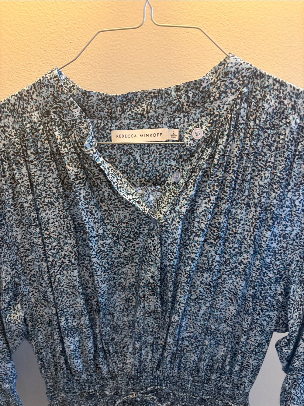 Rebecca Minkoff Blue Speckled Button-Front Tunic